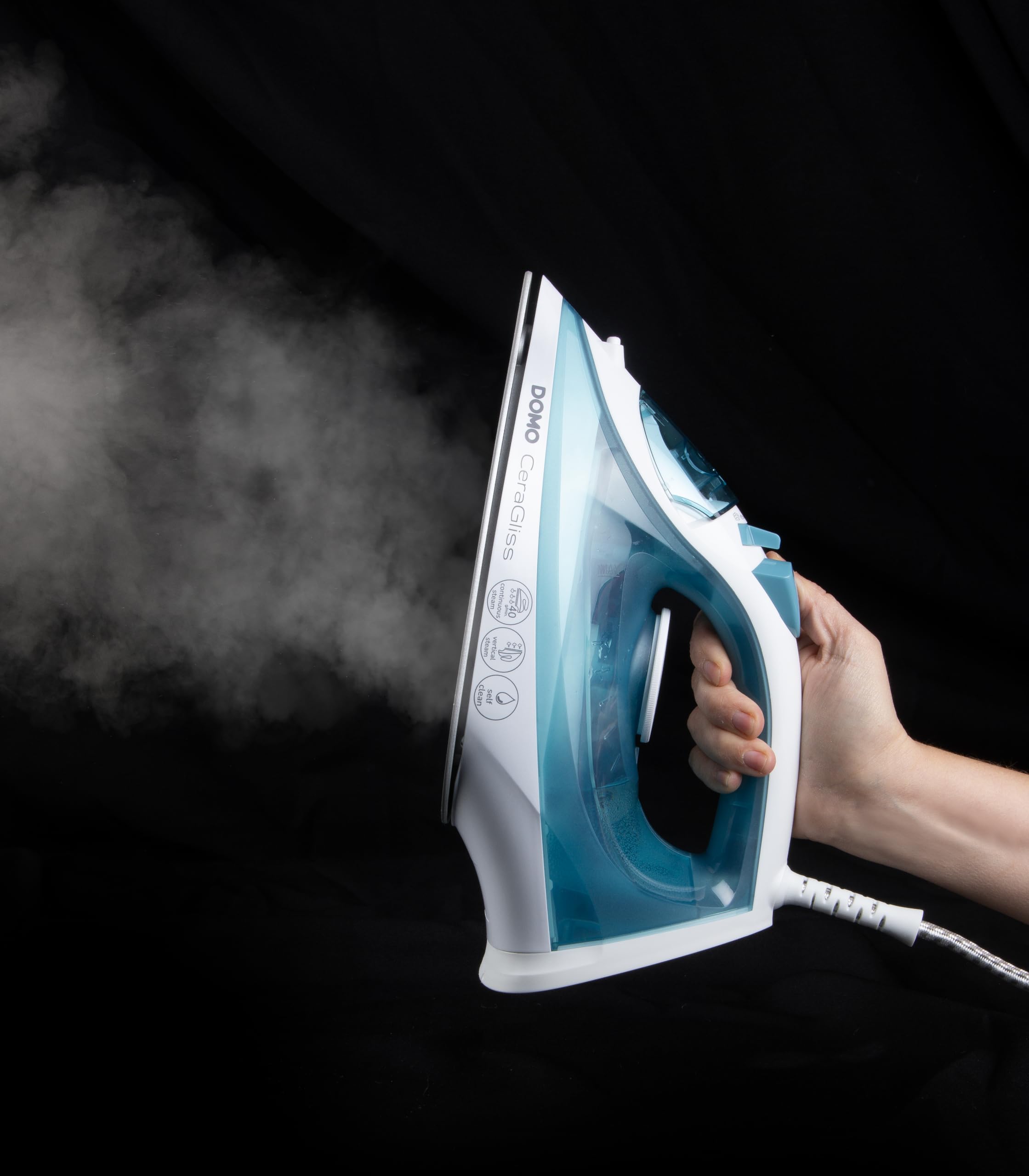 DOMO DO7060S CeraGliss - Plancha de vapor (función de autolimpieza, depósito de agua de 320 ml, vapor de 40 g/min), color azul