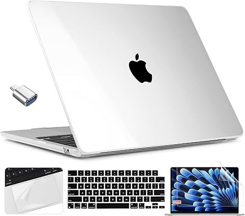 TWOLSKOO Compatible con funda para MacBook Air M4 de 15 pulgadas versión 2025-2023 M4 A3241 M3 A3114 M2 A2941, carcasa rígida de plástico y