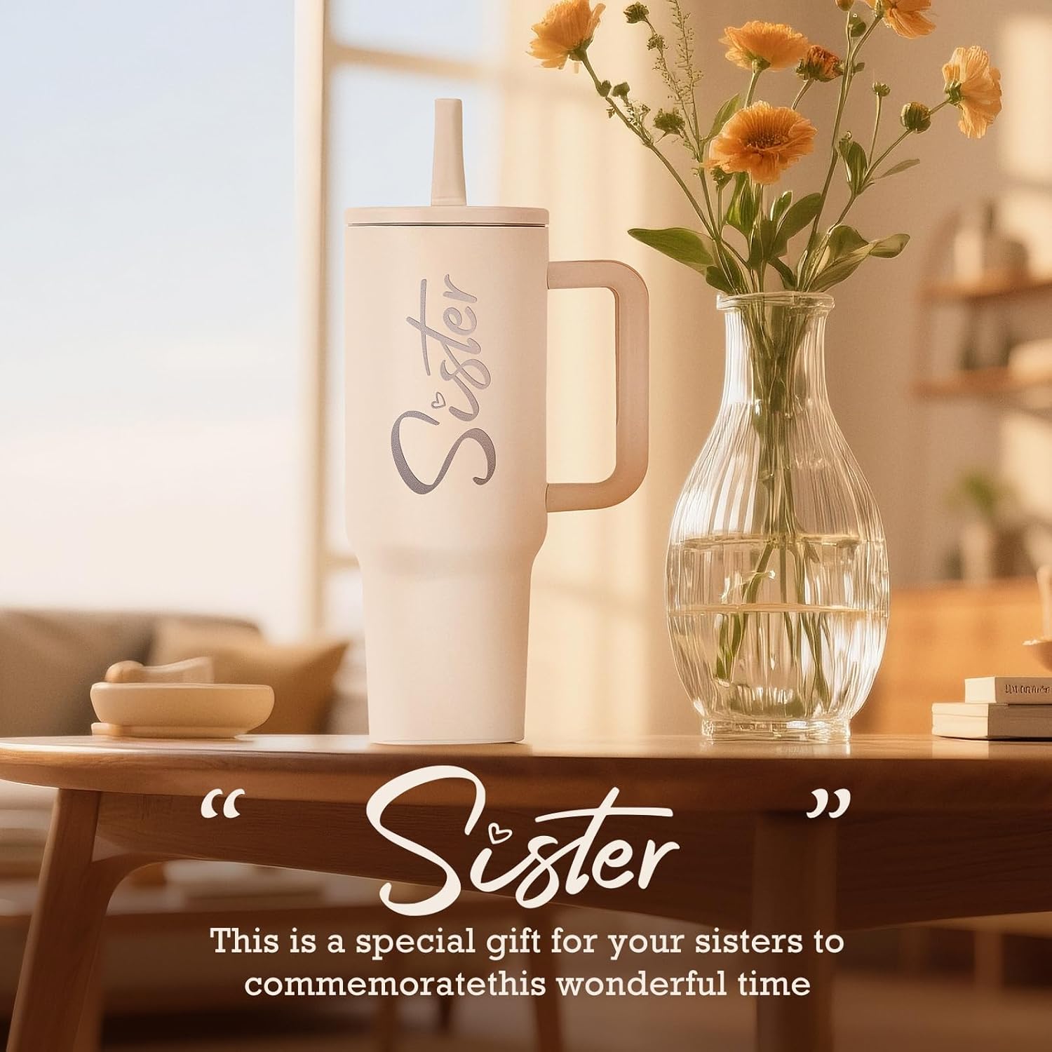 Sister Tumbler 40 oz Cup with Lids Straws Unique Sister in Law Birthday Gifts Present for Thanksgiving Christmas Wedding from Brother - Image 3