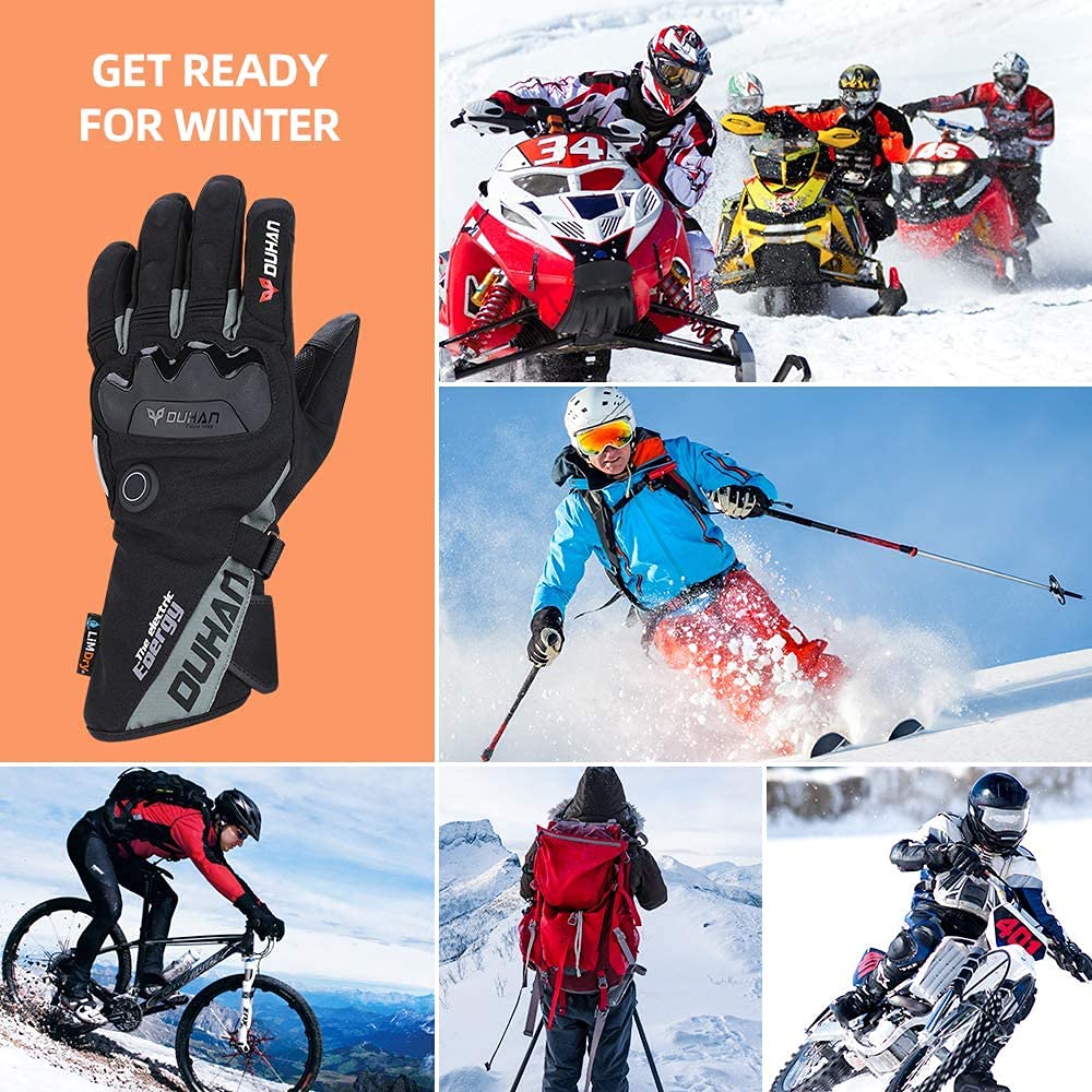 CHEWYNP Guantes calefactables Guantes calefactores Guantes térmicos Recargables de calefacción Guantes Impermeables de Invierno cálidos para Esquiar para Motos de Nieve Pantalla táctil Gua