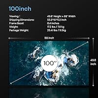 Vista 6 de 100-inch Fixed Frame Projector Screen, 1.3 dB Gain, 80% PQE, 4K/8K Ultra HD, 3D Wall Mount Projector Screen, Works with Long Throw, Short Throw &