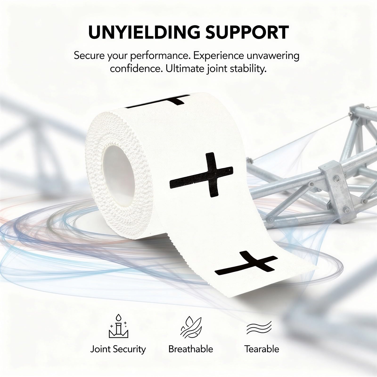 4 Stück Athletic Tape, 5 cm x 7 m, 4 Rollen, 2 Schwarz und 2 Weiß, aus atmungsaktiver Baumwolle, selbstklebend, für Sport, Krafttraining, Jogging und Gelenkunterstützung