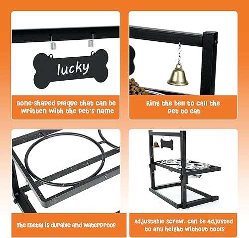 Miniatura 4 de SHAINFUN Cuencos elevados para perros y gatos medianos, soporte elevado para gatos o perros con altura ajustable y dos cuencos de acero inoxidable