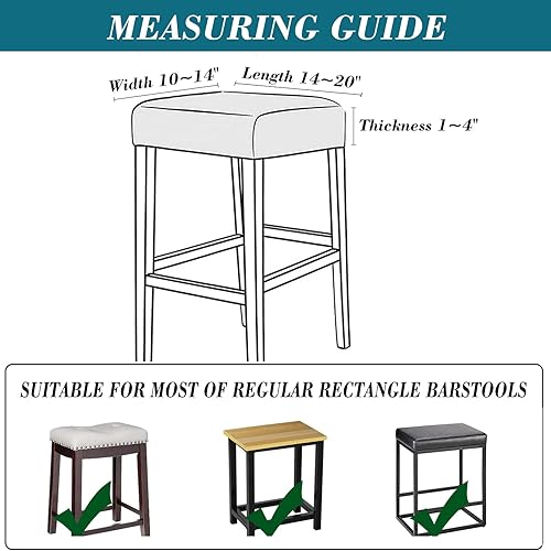 Miniatura 4 de Fundas de taburete rectangulares, paquete de 4 fundas elásticas impermeables de poliuretano rectangulares para taburetes de bar, fundas elásticas