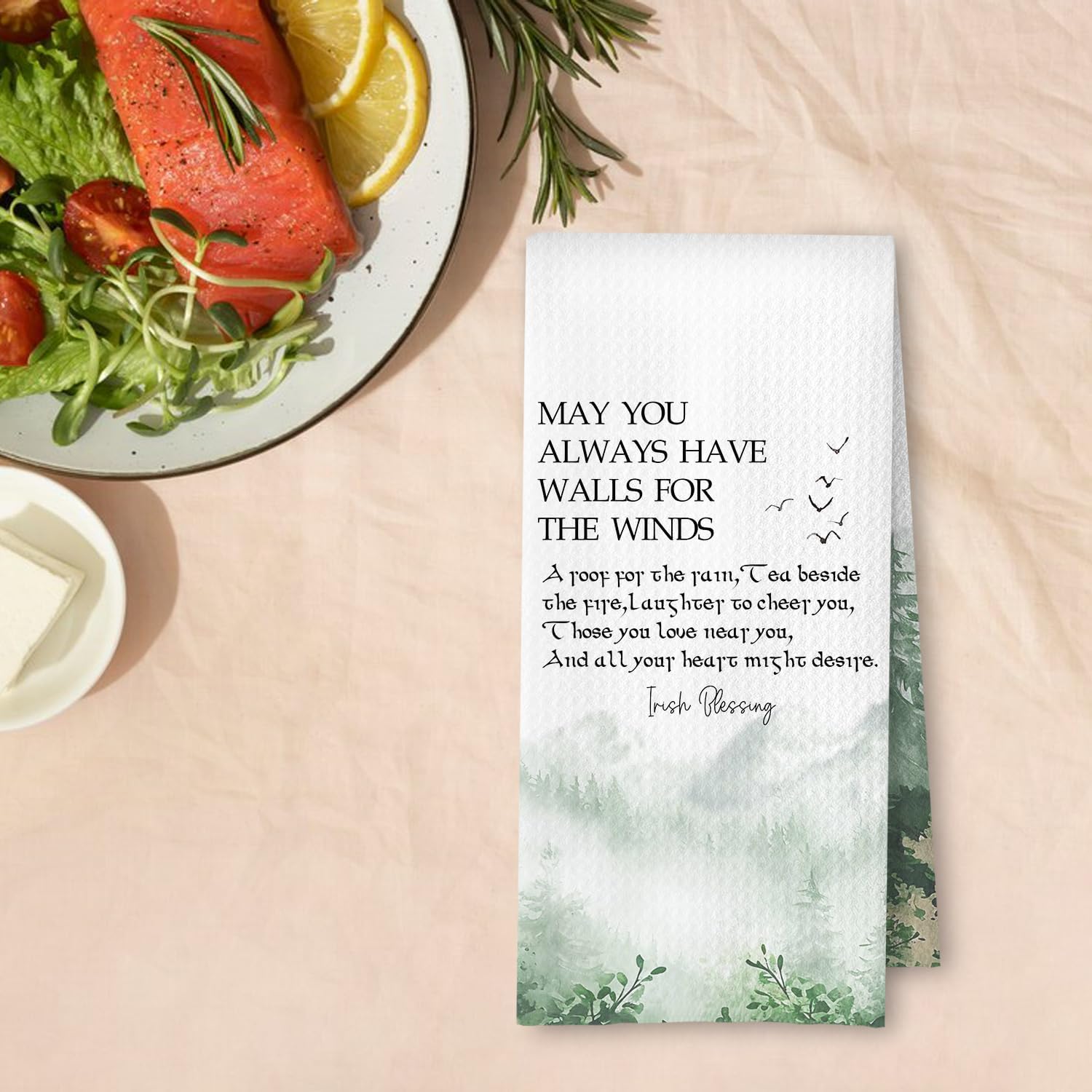 Irish Blessing Forest Mountain Kitchen Towels, Irish Gifts for Women Men Hand Towels for Bathroom Decor, Ireland Gifts Dish Tea Towels for Kitchen Decor, 16x24 Inches - Image 4