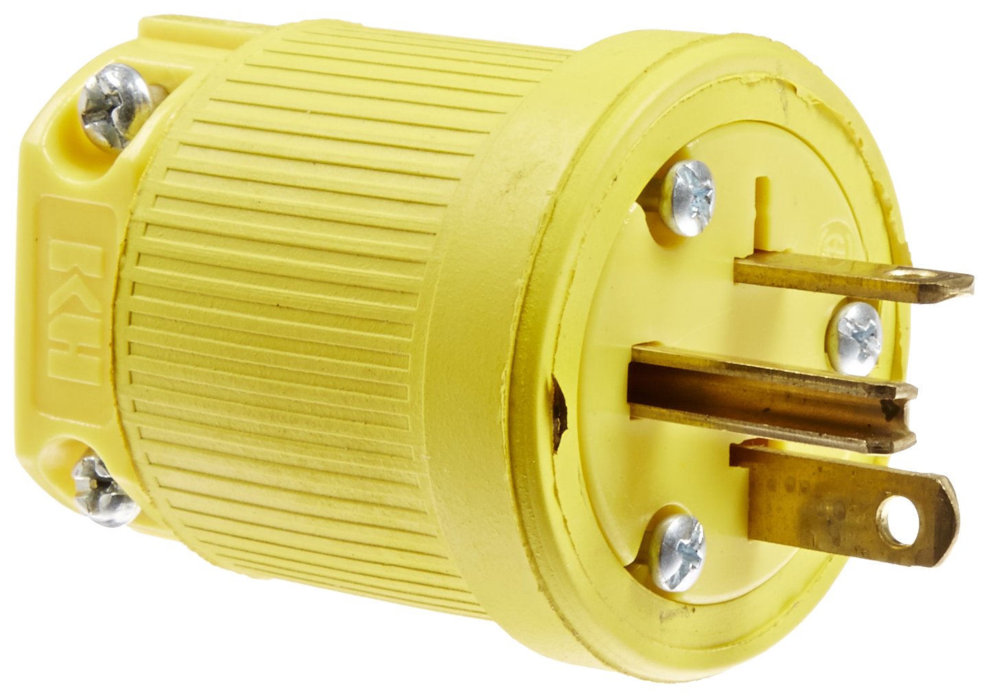 P520DF Rubber/Polycarbonate Rewireable Flip Seal Straight Blade Plug, 2 Pole/3 Wire, 20 amps, 125V AC, Yellow