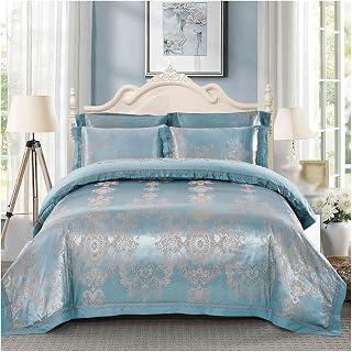 FGHOEV Gold Satin Bedding Set Bedspread Queen Size Bedspread Duvet Cover Sheet Lining (Color : D, Size : 1.8 * 2.0m)