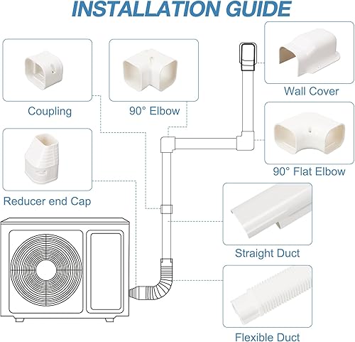 Miniatura 3 de HOXHA Kit de Cubierta para Línea de Mini Split de 3" de Ancho x 10 Pies de Largo, Cubierta Decorativa de PVC Delgada para Sistemas de Aire