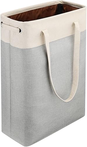 i BKGOO Cesta de lavanderĂa con asas, color beige y plateado, delgada, plegable, para ropa sucia, bolsa de lavanderĂa estrecha para camping, i BKGOO Cesta de lavanderĂa con asas, color beige y plateado, delgada, plegable, para ropa sucia, bolsa de lavanderĂa estrecha para camping,