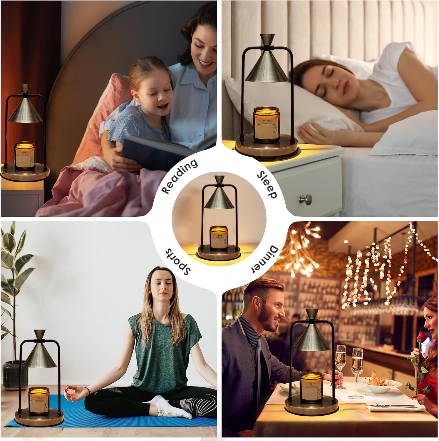 Chauffe-cire à intensité variable avec minuterie, lampe bougie réglable en hauteur pour une ambiance chaleureuse de chambre à coucher, salon, cadeau idéal pour la décoration de la maison