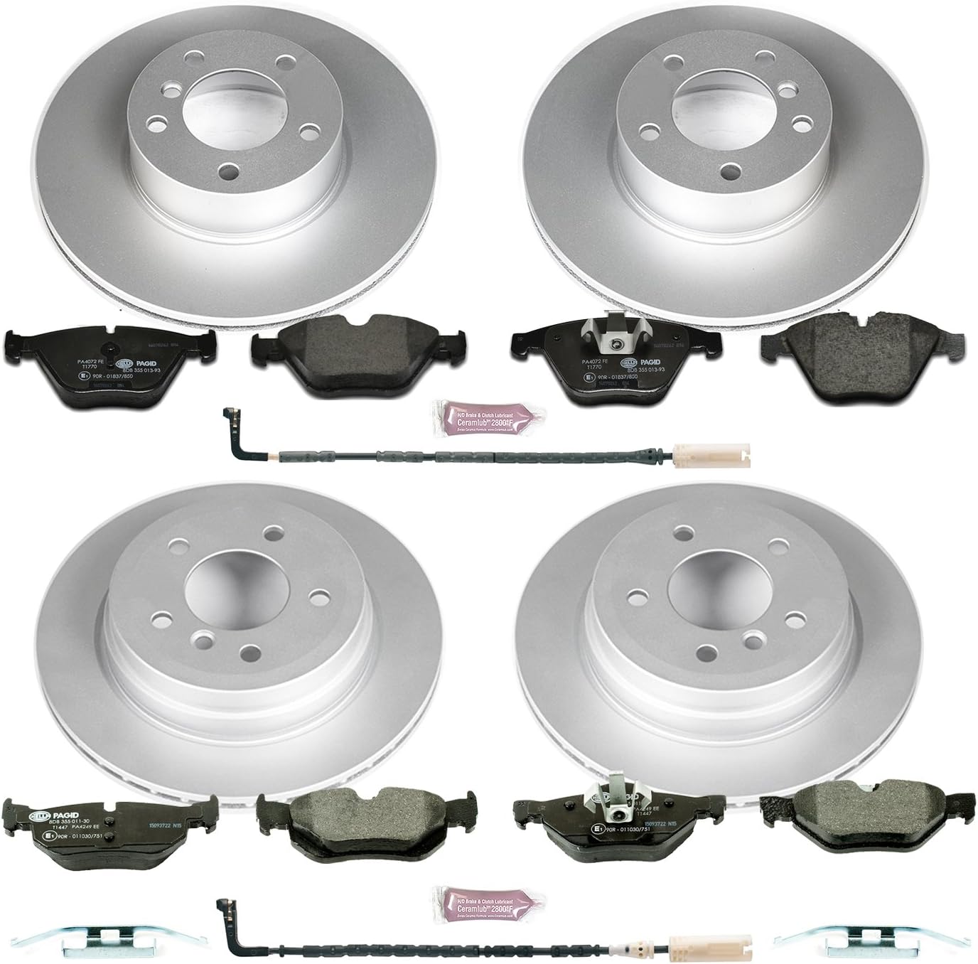 Power Stop ESK4105 Front & Rear Euro-Stop Brake Kit BMW and 1 Front & 1 Rear Sensor Wires For BMW 328i xDrive 2009-2010, BMW 328xi 2008 [Model Specific]