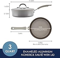 Vista 2 de Rachael Ray Cook + Create Sartén Antiadherente con Tapa, 3 Cuartos, Gris