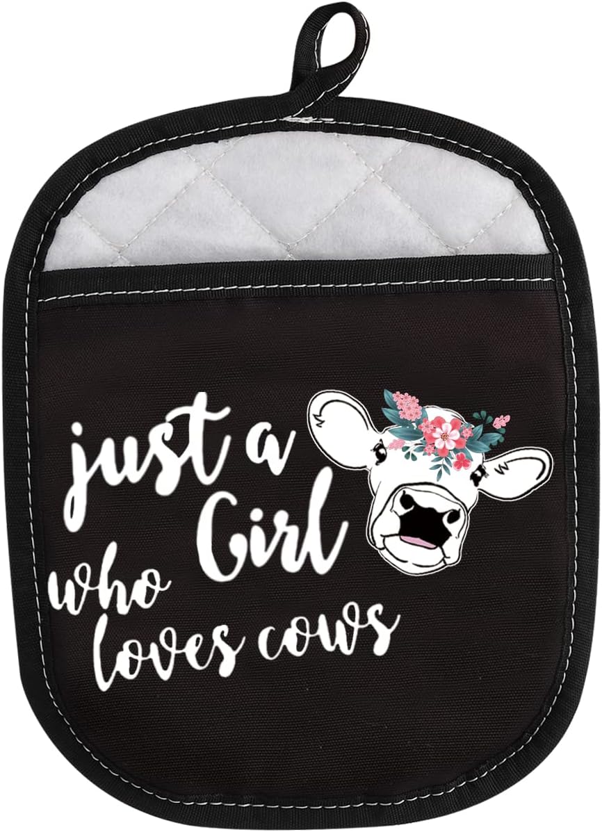 Cow Gift Cow Pot Holder Cowgirl Gift Just A Girl Who Loves Cows Oven Mitt Cow Lover
