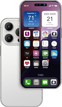 Dummy Fake Phone Model, Looks Like The Real Phone Compatible with Phone 16 Pro max, for Cell Phone Store Display or Send a Toy Phone 16 Promax for Kids Silver Rainbow Front