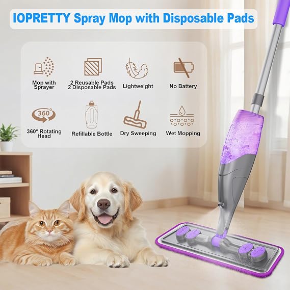Spray Mops for Floor Cleaning - Wet Dry Mops for Hardwood Tile