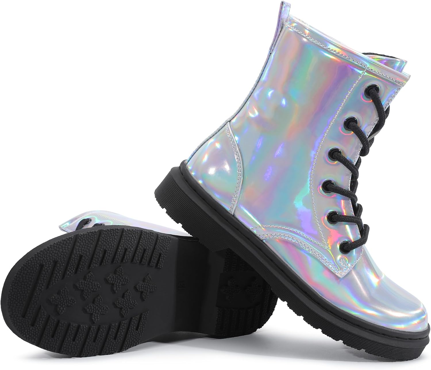 shoeslocker Girls Ankle Boots with Side Zipper & Lace Up – Stylish Comfort Shoes with Glitter for Toddlers Little Kids & Big Kids