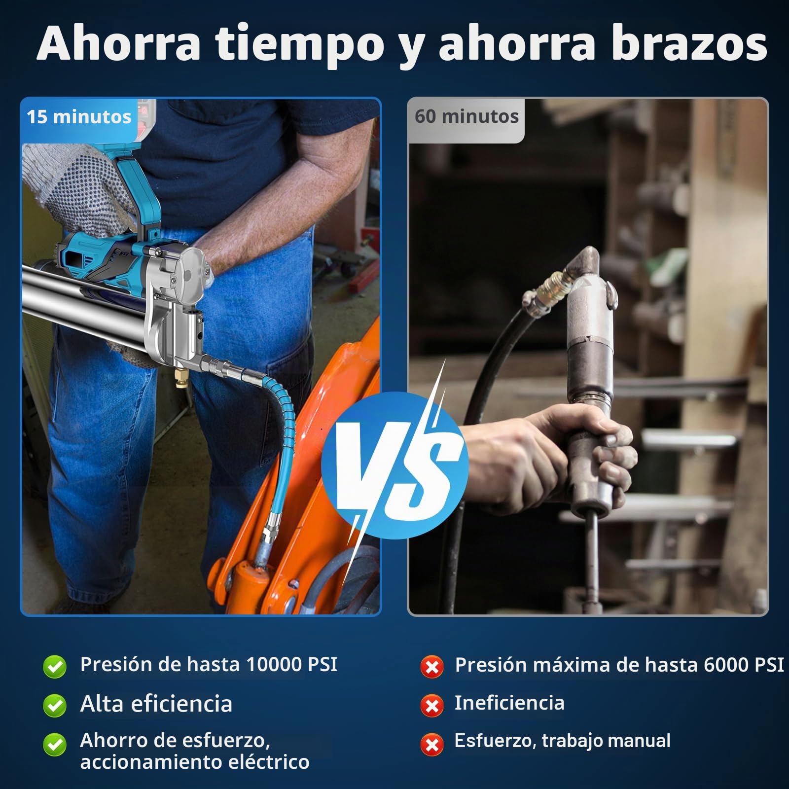 LIROPAU Pistola engrasadora a batería engrasadora Compatible con Makita 18V | pistola engrasadora eléctrica a batería, manguera de 45cm, 1 alicates de bloqueo, punta puntiaguda, engrasadora