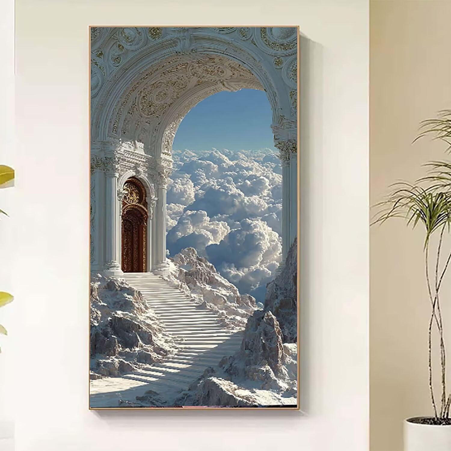 Malarstwo diamentowe w chmurze pełny zestaw, diamentowe malarstwo architektura obrazy diamentowe diamentowe kryształowe sztuki zestaw do haftu krzyżykowego puzzle, do dekoracji ścian domu 60 x 120 cm