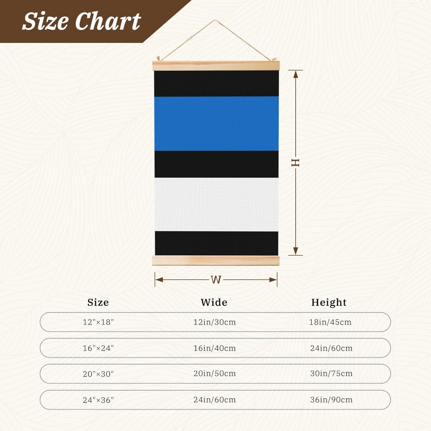 Flag Of Estonia Print Poster Hanger,Hanging Poster, Poster Frame,Wood Poster Hanger, For Wall Hanging