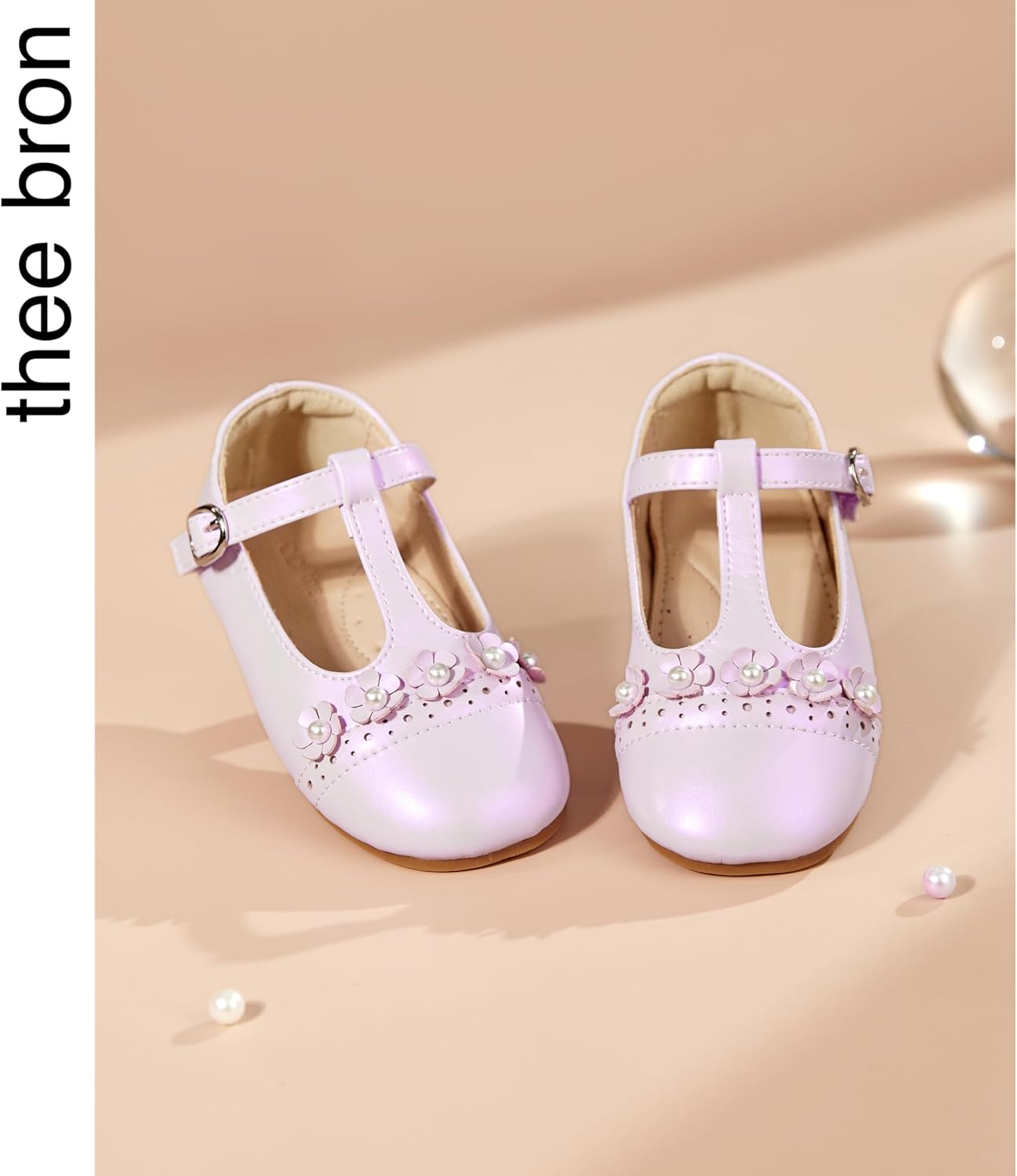 THEE BRON Girls T-Strap Shoes | Square Toe for Wide Feet | Party & Dress Toddler Kid - Image 3