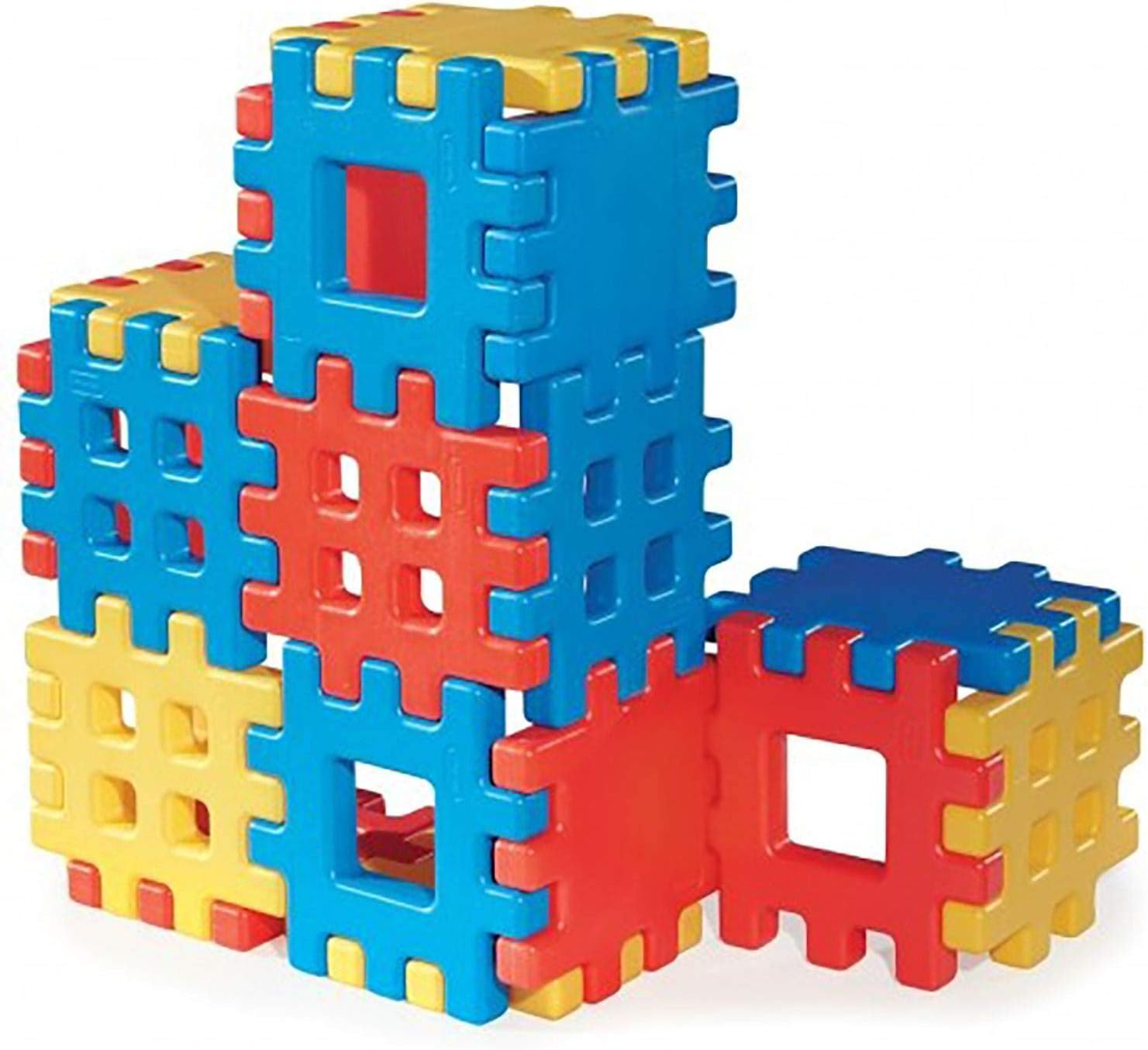 Big Waffle Block Set - 18 pieces, Blue/Red/Yellow