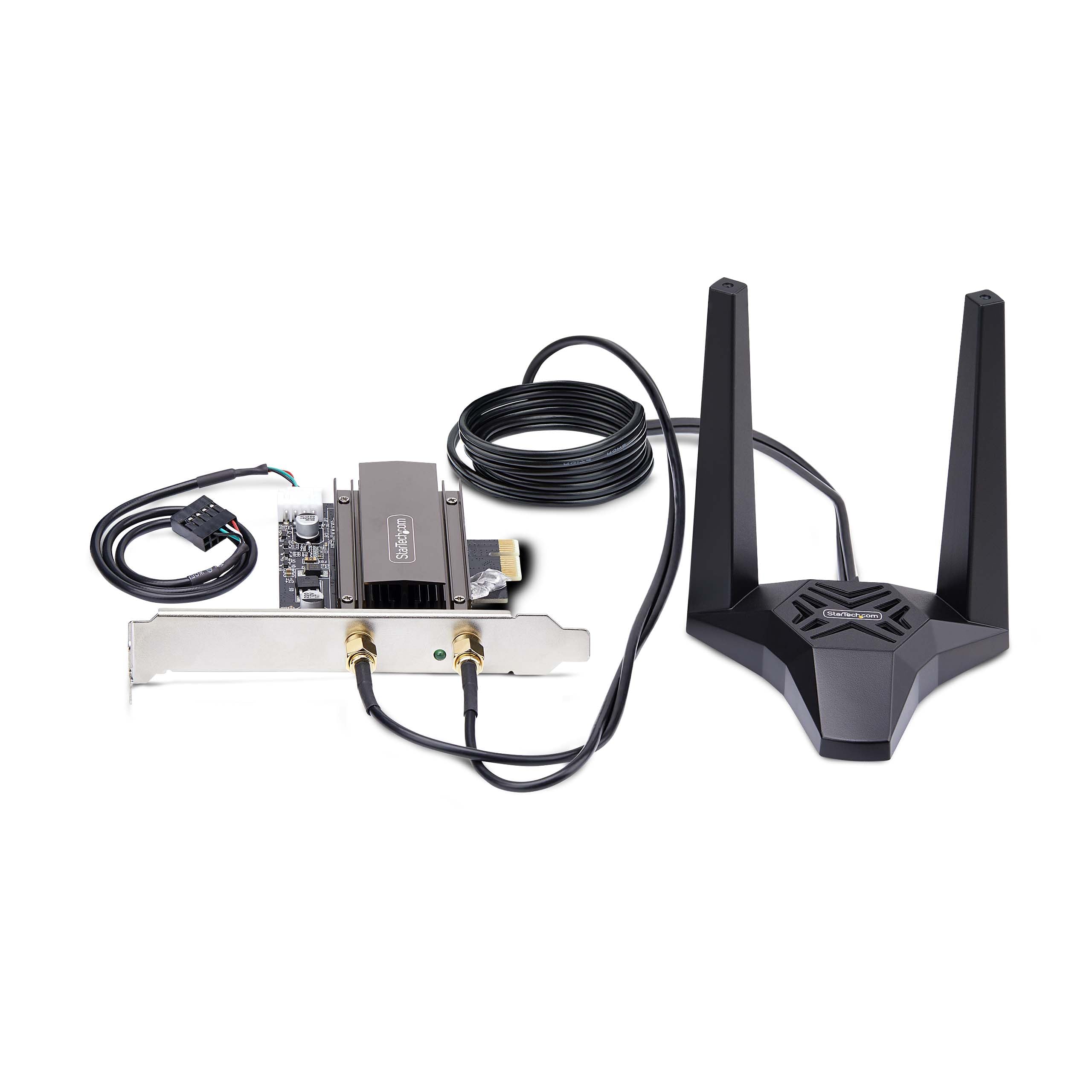 StarTech.COM Carte réseau Wi-FI 6E PCIe, Bluetooth 5.3, Base d'antenne magnétique, Triple Bande 802.11ax, AX5400 NIC, Windows/Linux