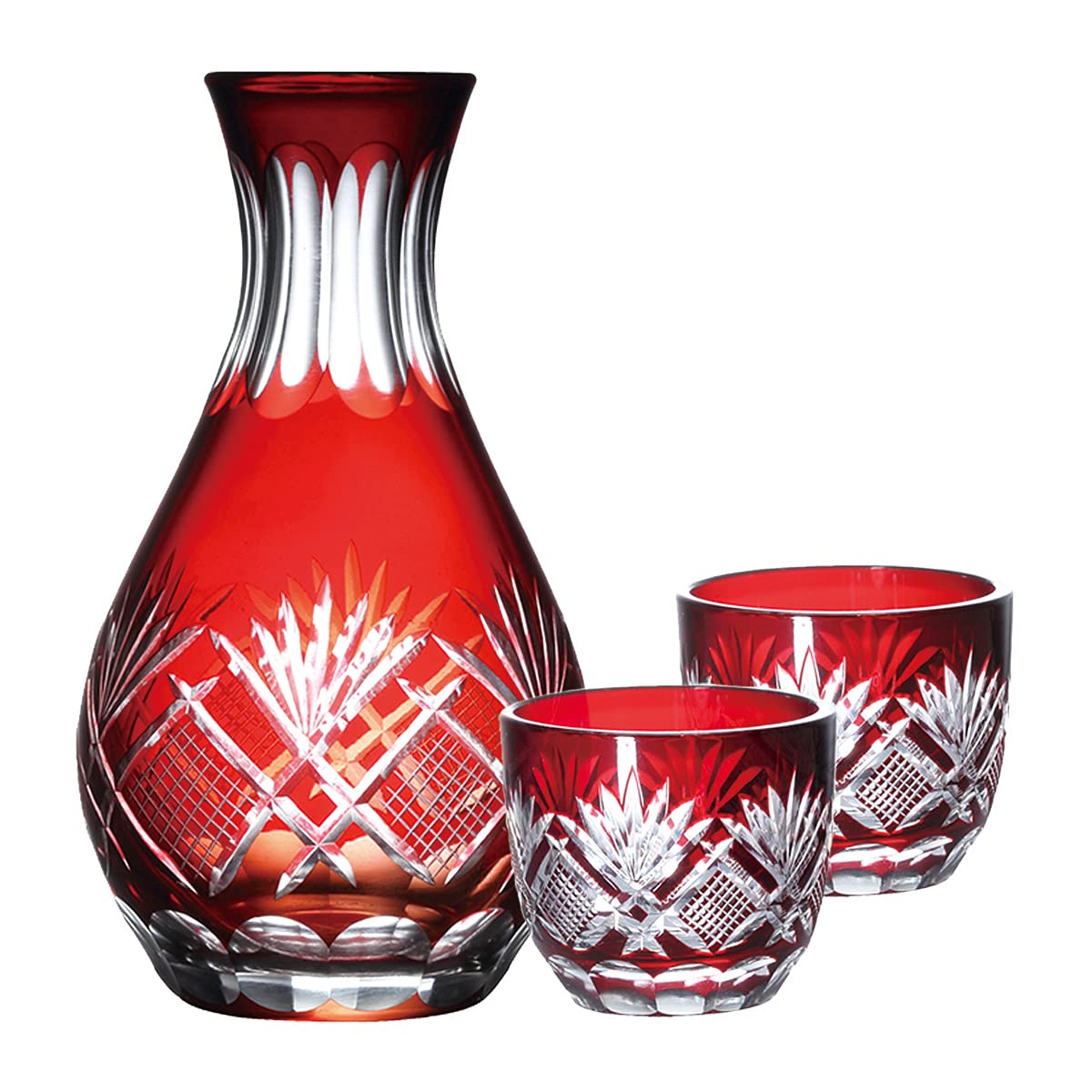 Amazon｜[QD-464R] 切子 徳利 お猪口セット レッド 日本酒 敬老