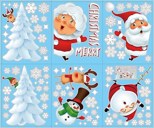 Miniatura 37 de Calcomanías estáticas para ventanas de Navidad, vinilo extraíble, Papá Noel, árbol de Navidad, muñeco de nieve, ciervo, bricolaje, pared, ventana