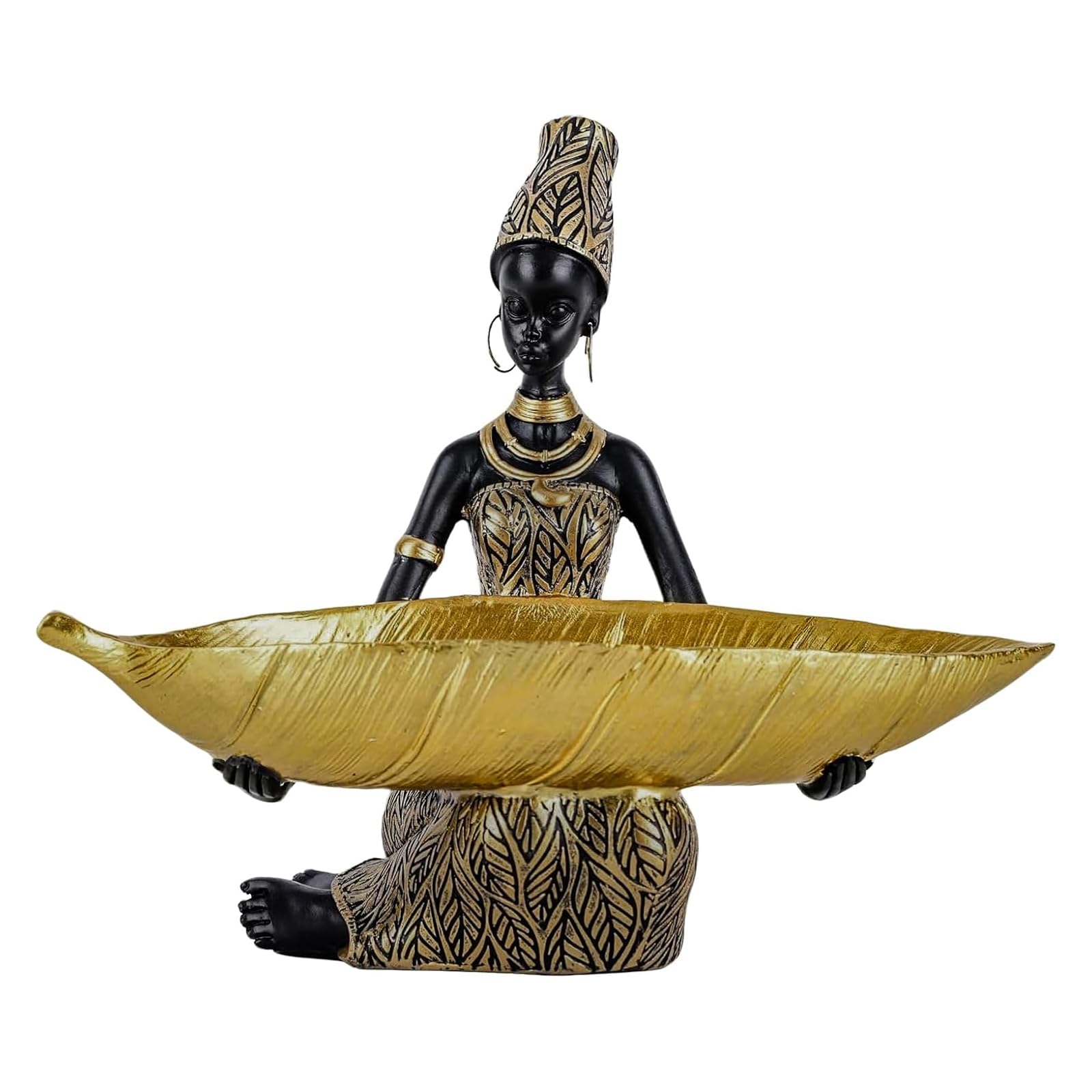 Statues africaines d'art en résine dorée d'une élégance rare