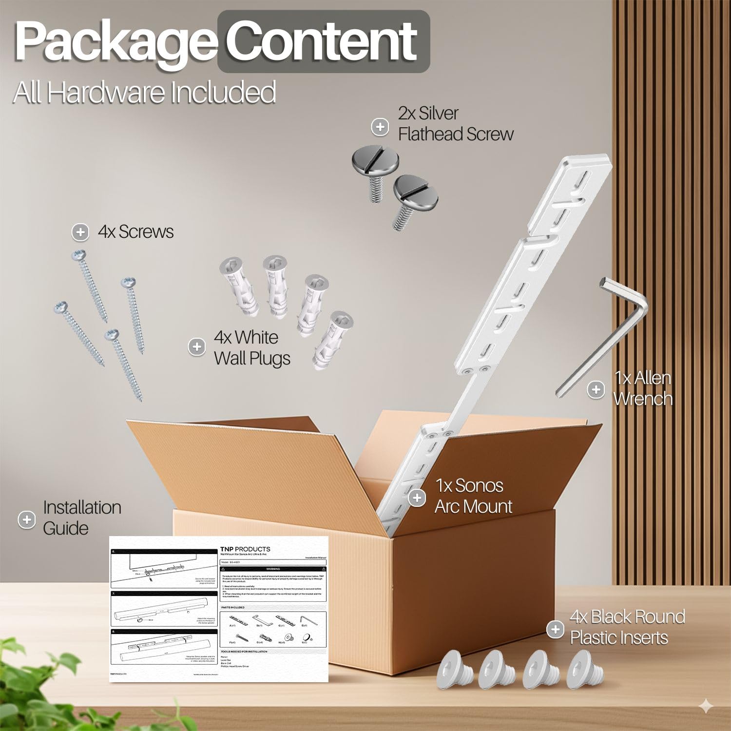 TNP Support mural compatible avec barres de son Sonos Arc et Arc Ultra Blanc