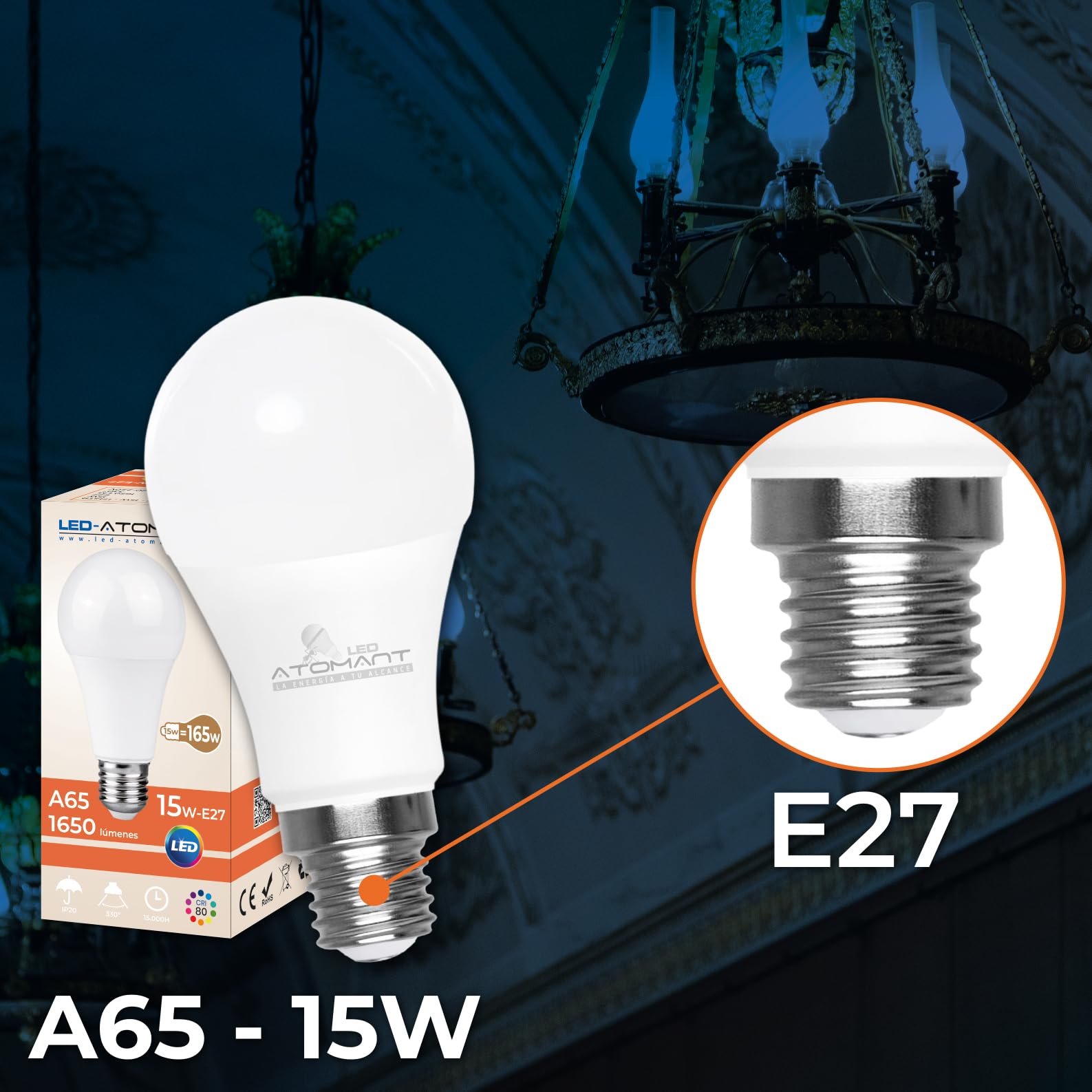 LED ATOMANT 50x LED Lampe E27 A65 15W Neutralweiß 1650lm | Großer Sockel, 4500K