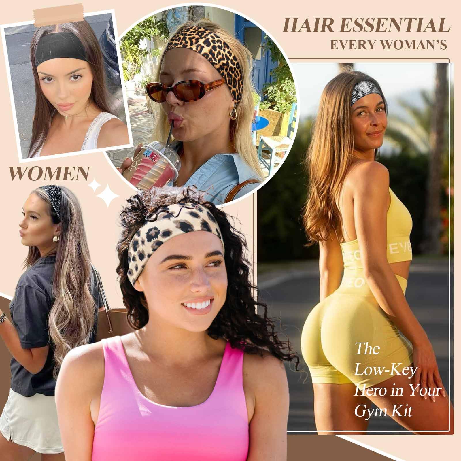 Tumurup Headbands for Women's Hair, 6 Pack Fashion Elastic Hair Bands with Leopard Print Sports Head Band for Yoga & Gym - Image 2