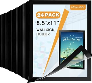 MaxGear Magnetic Sign Holder 8.5 x 11, Magnetic Paper Holder, 24 Pack
