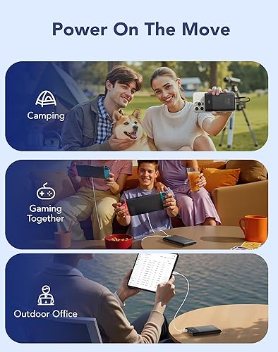 Miniatura 8 de VEGER Cargador portátil con cables integrados, delgado 10000mAh PD 22.5W carga rápida USB C, batería de 4 salidas y 3 entradas, compatible con