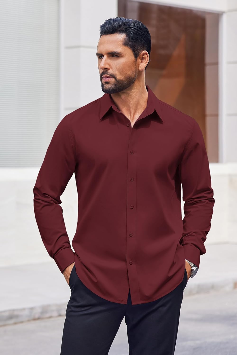 COOFANDY Mens Dress Shirts Long Sleeve Casual Button Down Shirts Formal Business Shirt - Image 2