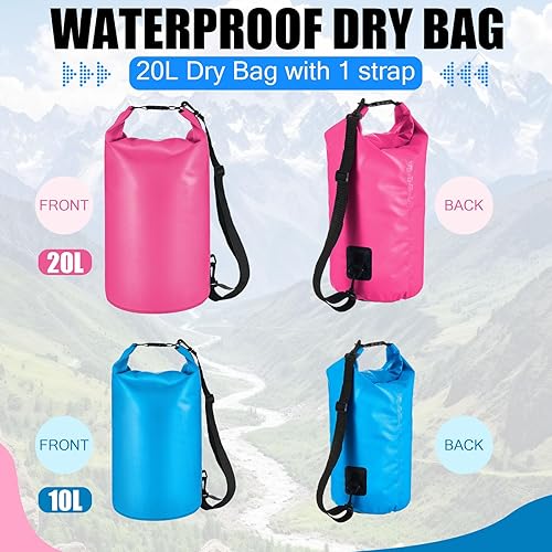 Miniatura 9 de Aliceset 2 bolsas secas impermeables de 20 L10 L, flotante, impermeable, bolsa seca para viajes, bolsa seca, mochila impermeable para kayak,