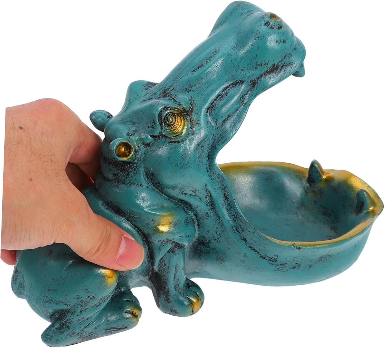 Hippo Figurine Candy Bowl and Key Holder Whimsical Resin Hippo Statue with Wide Mouth for Sweets and Items Playful Desktop Decoration for Home Office Entryway