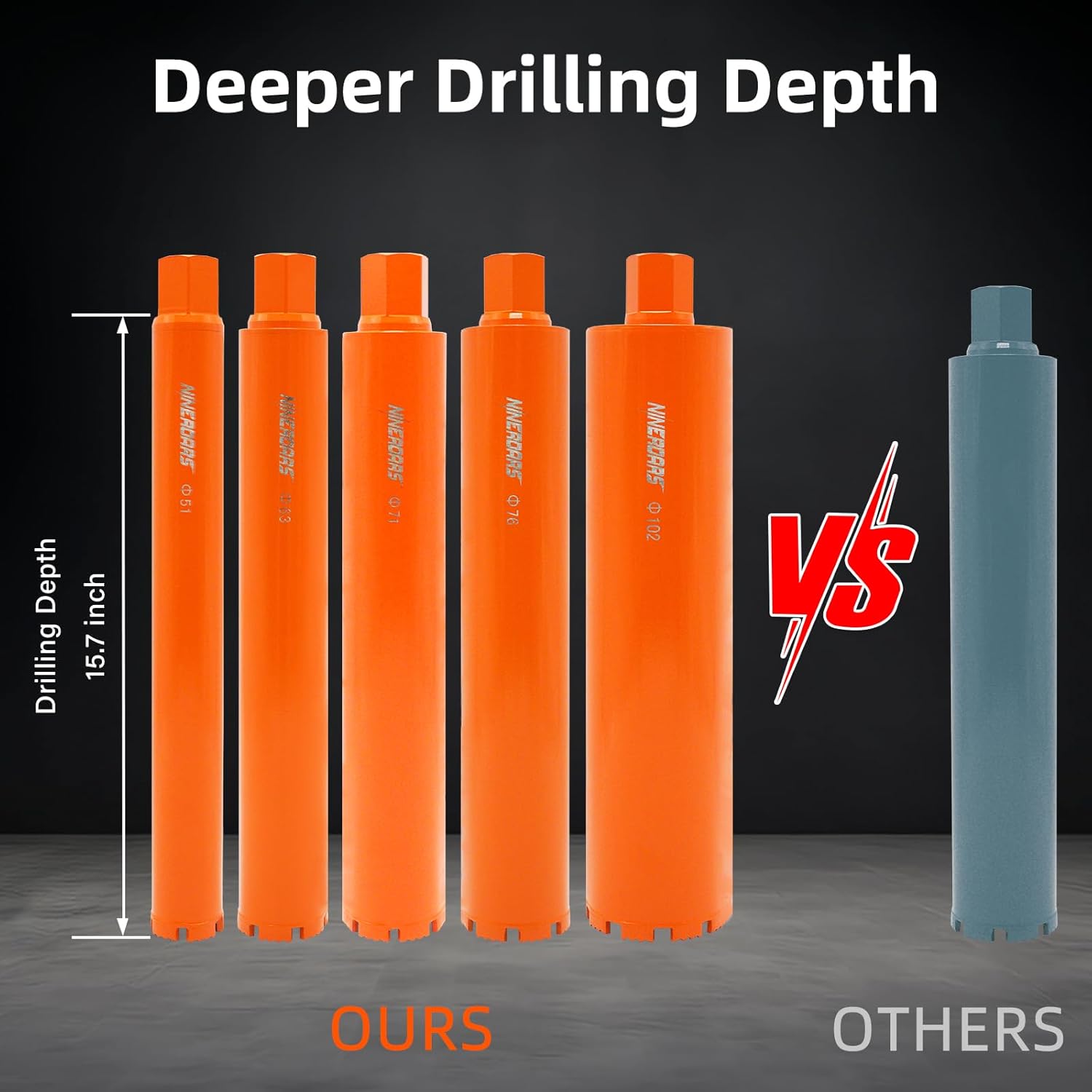 4 Inch Wet Diamond Core Drill Bits for Concrete Reinforced Concrete and Hard Masonry Core Bit with 10mm Segment Height 15.7" Drilling Depth 1-1/4"-7 Thread