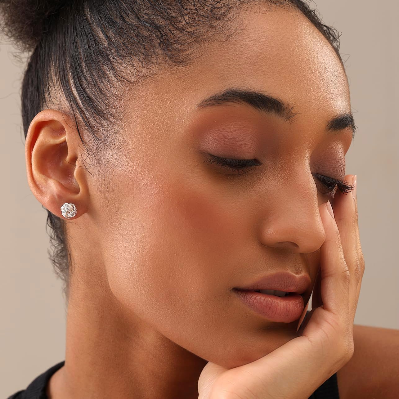 LeCalla Sterling Silver Love Knot Stud Earrings - Lightweight Italian Design Twisted Earrings for Women - Image 3