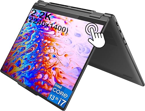 Lenovo 2023 Yoga 7i - Laptop 2 en 1 de 14 pulgadas, pantalla táctil de 2.2K, Intel 10-Core i7-1355U de 13 generación, gráficos Iris Xe, 16 GB LPDDR5