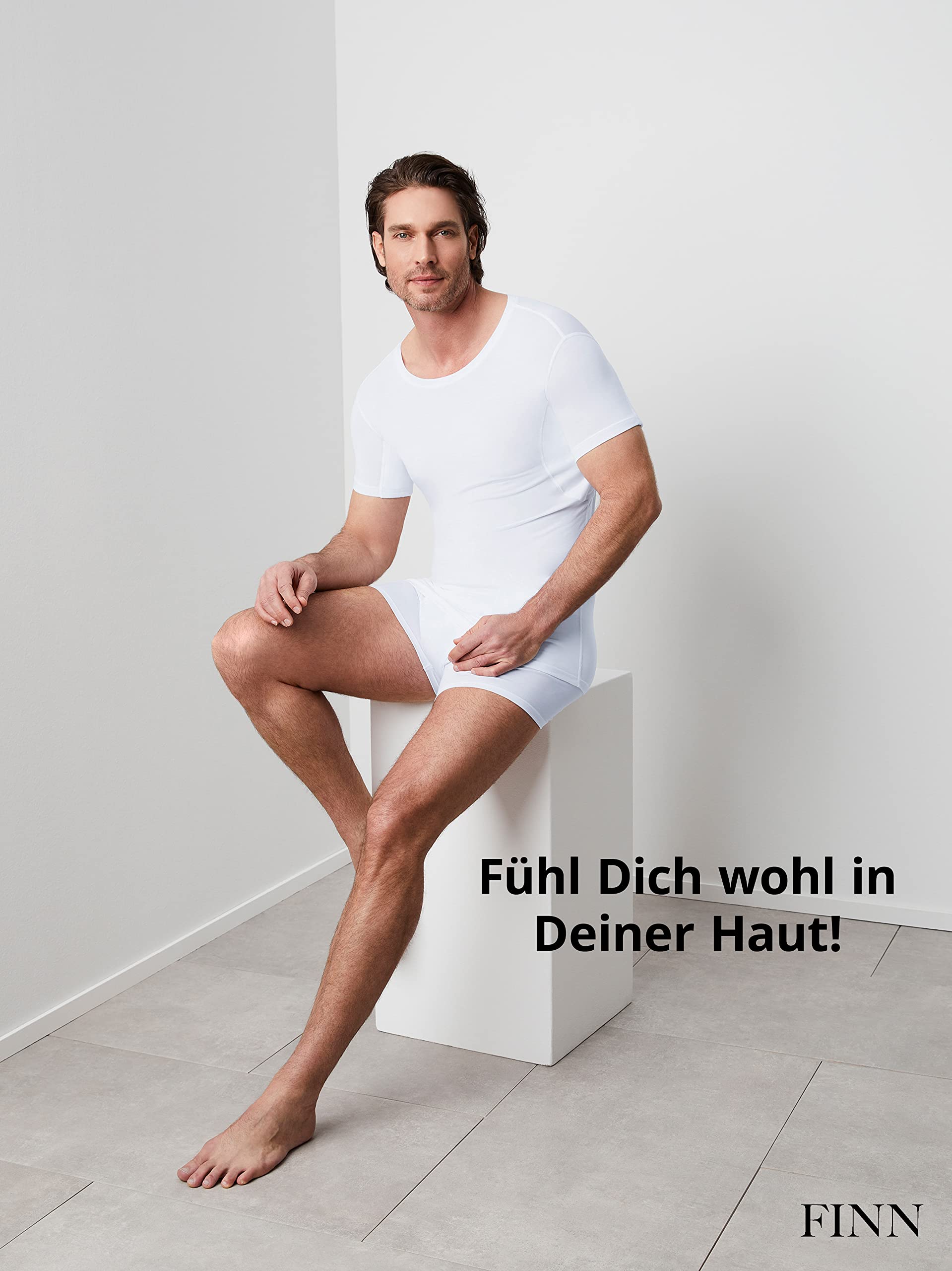 FINN Anti-Schweiß Shirt Herren Rundhals Achselpads gegen Starkes Schwitzen