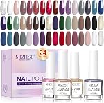 MIZHSE Nail Polish Set 24 Colors,Quick Dry Nail Polish Pink Blue Yellow | Air Fast Dry Nail Polish Kit,Glitter Fingernail Polish For Manicure DIY Salon Home Gift for Women