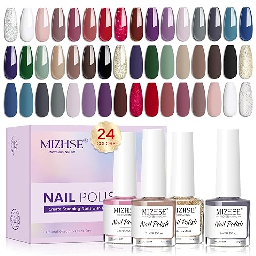 MIZHSE Quick Dry Nail Polish Set, 24 Colors Fall Winter