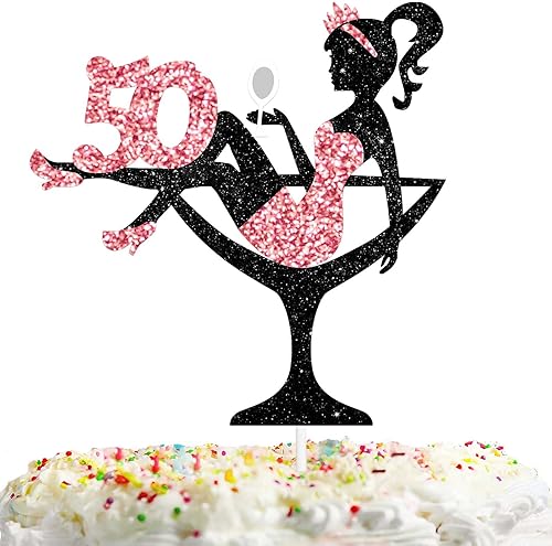 Decoración para tartas de niña sentada para niña, dama, 50 cumpleaños, maquillaje, spa, tema, fiesta, suministros de decoración de 50 siluetas,