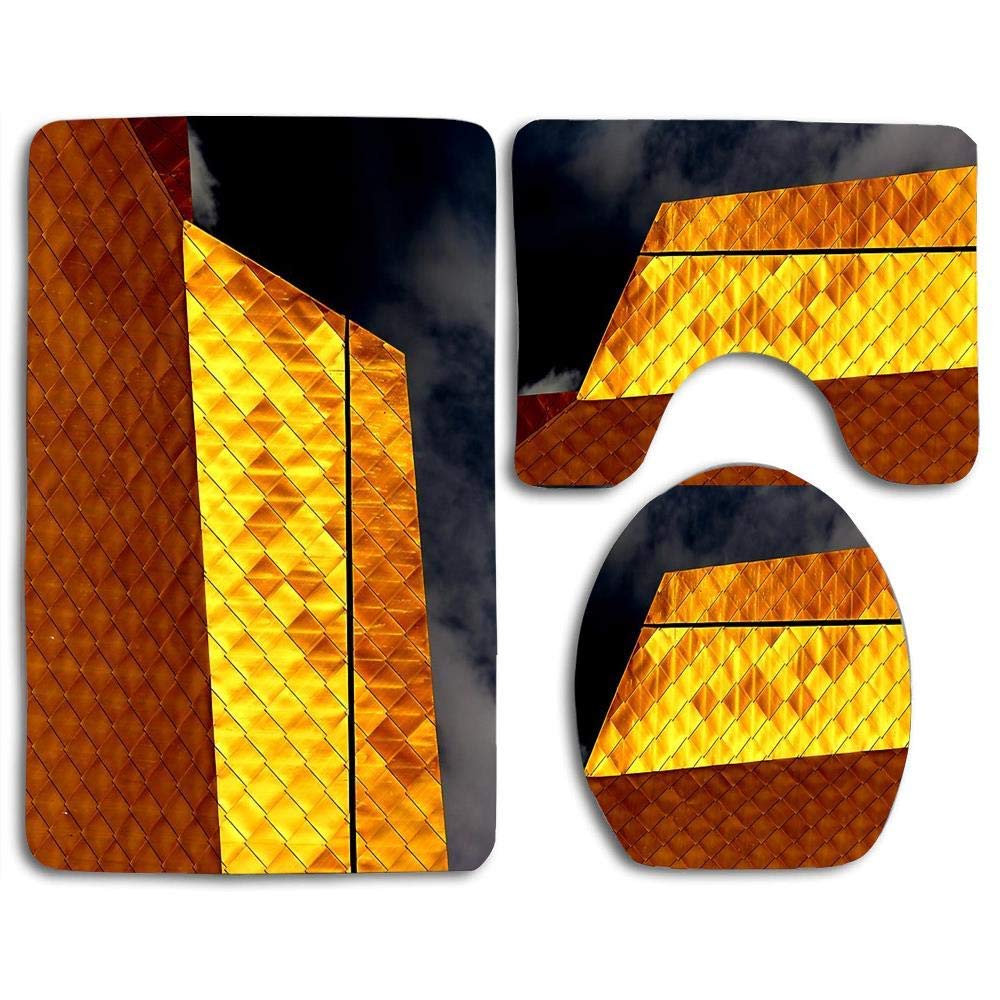 N\A Non-Slip 3 Piece Safety Bathroom Rugs Set The Midas Touch Washable Bathroom Rug + Contour Mat + Toilet Seat Cover,Floor Rug for Doormats Tub Shower Room Decorations