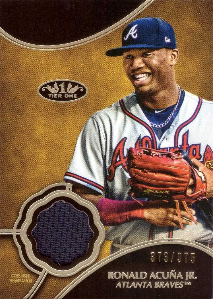 2019 Topps Tier One Relics #T1R-RAJ Ronald Acuna Jr. Game Worn Braves Jersey Baseball Card - Only 375 made!