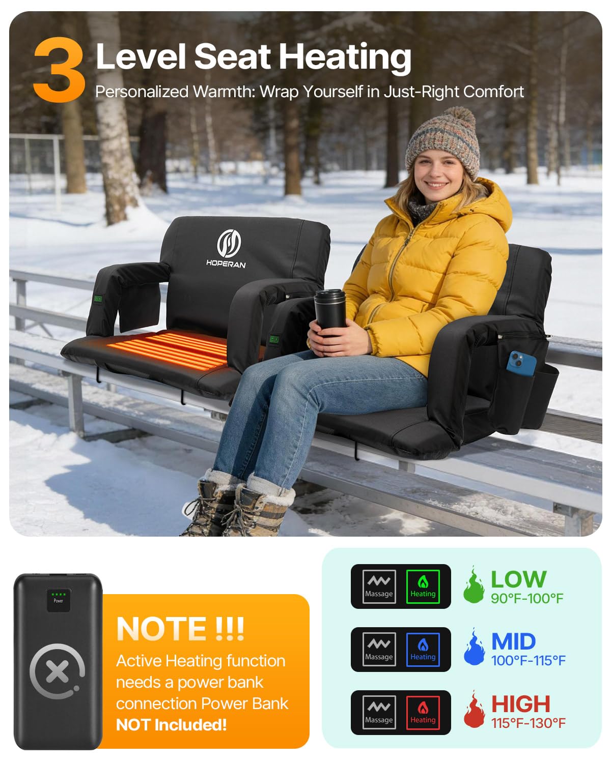 HOPERAN Heated Massage Stadium Seats Asientos de Estadio de Masaje con calefacción