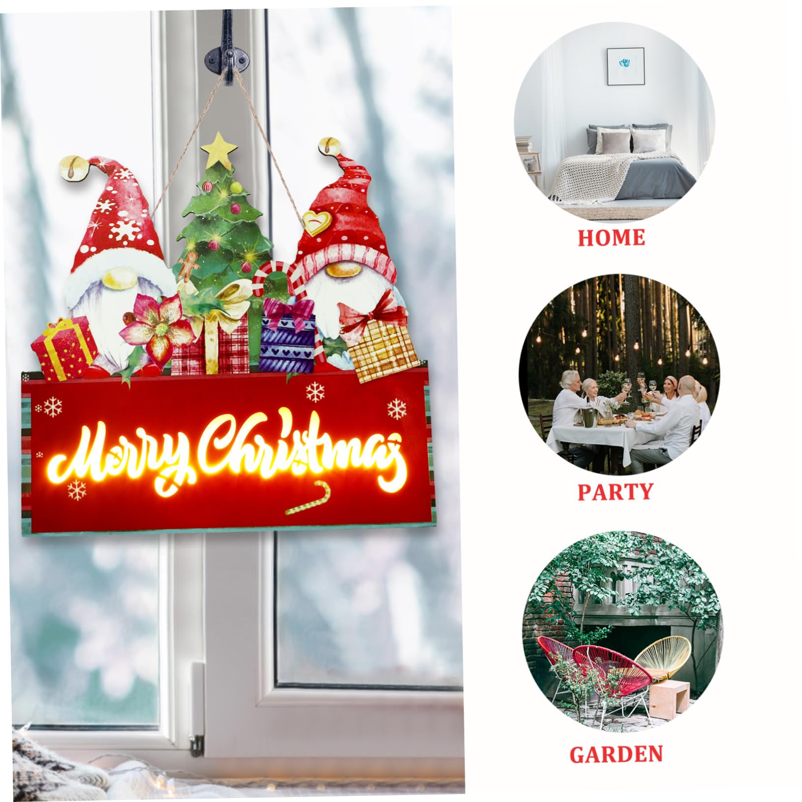 Gatuida Letrero Colgante de Madera para Navidad, Adorno Festivo para Puerta o Pared