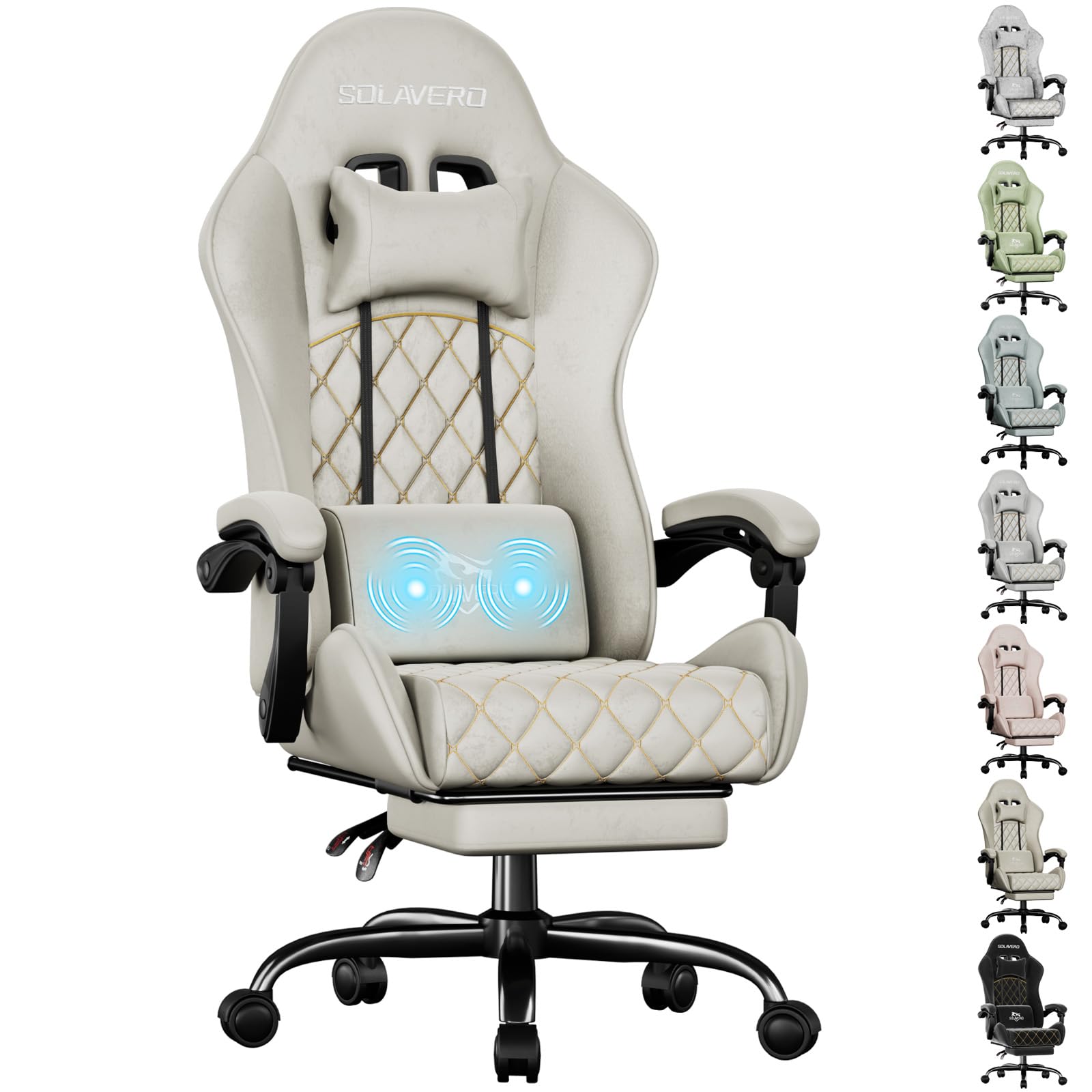 HLONONE Gaming Stuhl Stoff, Gaming Chair, Atmungsaktiver Wildlederimitat Gamer Stuhl