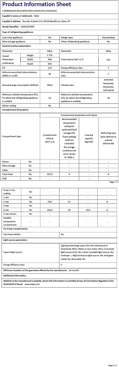 Haier SBS 90 Serie 3 HSR3918FIMP Frigorifero Side by Side, 515 L, 2 Porte, No Frost, Water Dispenser, Luce LED, Classe F, 90,8x65,9x177,5 cm, Grigio Haier SBS 90 Serie 3 HSR3918FIMP Frigorifero Side by Side, 515 L, 2 Porte, No Frost, Water Dispenser, Luce LED, Classe F, 90,8x65,9x177,5 cm, Grigio
